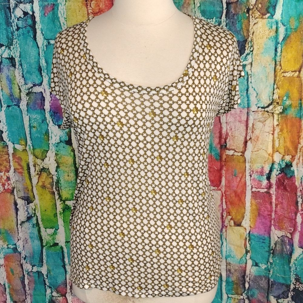 Micheal Kors Gold Chain Print Top